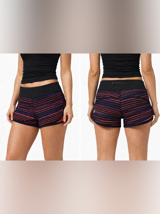 lululemon athletica Pants - lululemon athletica Classic Speed Shorts Low Rise Black Multi Lined Zip Pocket